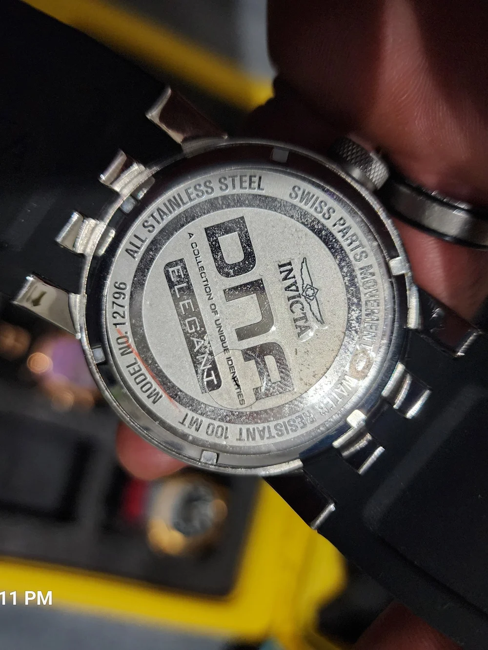 Invicta Gold Dial Men's Watch with Black Strap